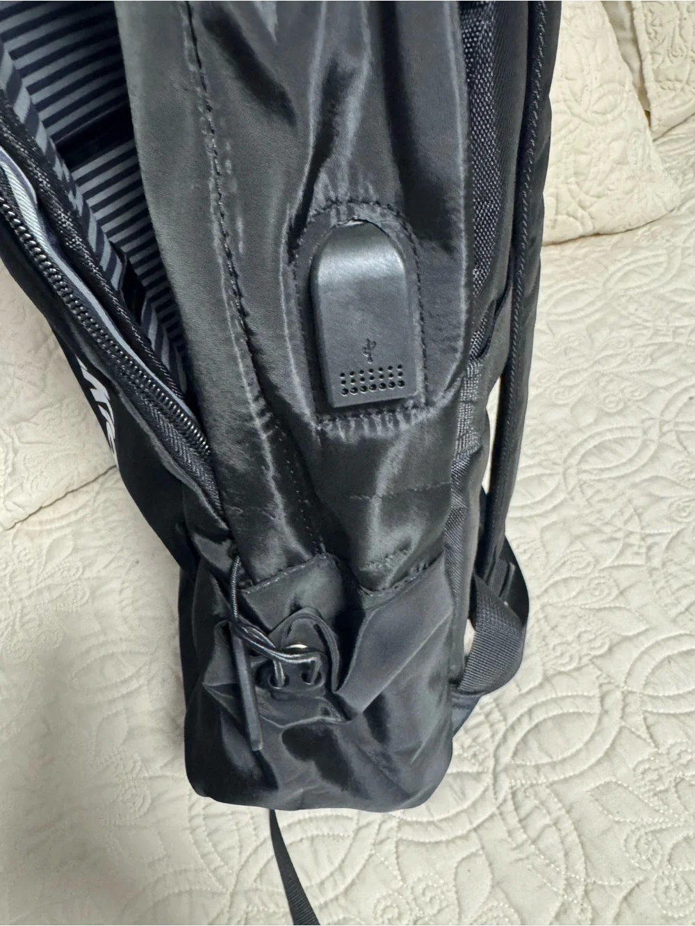 Black Men's Backpack with USB Charging Port